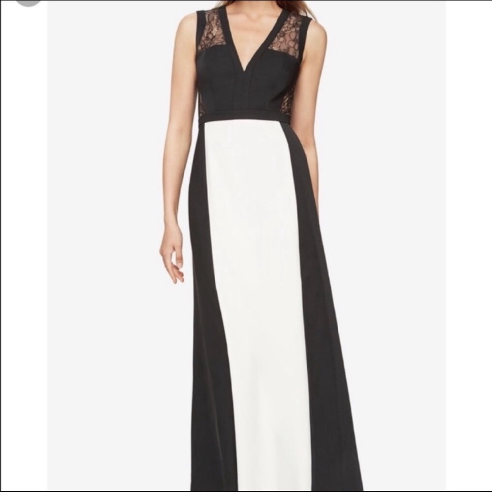 BCBG Max Azria Black Tie full length Gown with sheer panels